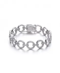 Браслет из стерлингового серебра с круглыми звеньями и кубическим цирконием Genevive, silver