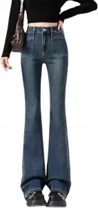 Женские джинсы с высокой талией и расклешенным низом