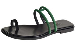 Шлепанцы женские Hermès, черный / зеленый