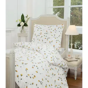 Постельное белье Janine» Танго в размере. 135x200, 155x220 или 200x200 см", постельное белье из хлопка с цветочным рисунком, постельное белье на молнии, желтый