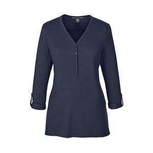 Женский трикотажный топ с Y-образной планкой и съемными рукавами Devon & Jones, Navy