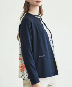 Вязаный кардиган из шифона с принтом Studio Picone, цвет Navy(160)