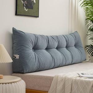 Generic Клиновидная подушка для чтения в кровать с поддержкой спины и съемным чехлом Blue