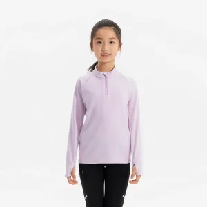 Детская утеплённая футболка для бега с длинным рукавом Kiprun — фиолетовая