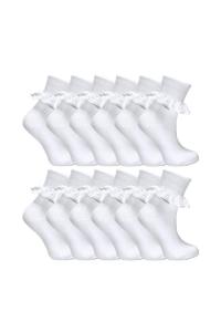 12 пар милых белых школьных носков с кружевом и оборками из богатого хлопка Sock Snob, белый