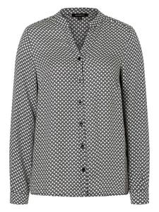 Вискозная блузка с двухцветным круговым принтом, черная с белым More & More