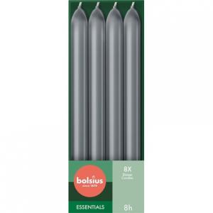 Конические свечи для ужина 23 см, антрацитовые - Длительное время горения 8 часов - Без запаха - 25% натурального веганского воска - Без пальмового масла Bolsius