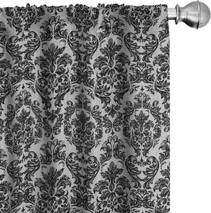 Шторы в стиле барокко ABAKUHAUS, винтажный кружевной узор с античными викторианскими мотивами и элементами эпохи Возрождения, 2 полотна 75 x 175 см, черно-белые Abakuhaus