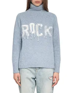 Свитер с высоким воротником из мериносовой шерсти Mora we rock Zadig & Voltaire, синий