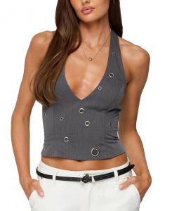 Сакура Халтер Топ с Люверсами Edikted, серый