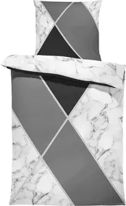 Постельное белье 135x200 см Геометрическая графика Мрамор Серый Черный Современный Микрофибра One-Home