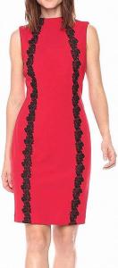 Женское платье Tommy Hilfiger из крепа Scuba без рукавов с кружевной отделкой, Scarlet