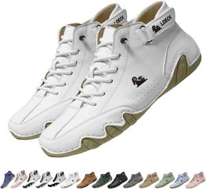 Мужские и женские ортопедические ботинки Чакка ручной работы из кожи, водонепроницаемые легкие ботинки для вождения, удобные для прогулок и нескользящие для походов Generic, белый