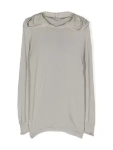 Топ тонкой вязки с капюшоном Rick Owens Kids, серый