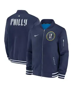 Мужская синяя бомбер-куртка Philadelphia Phillies Authentic Collection City Connect на молнии Nike