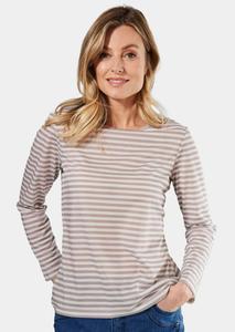 Рубашка GOLDNER Ringelshirt, цвет taupe/cremeweiß/geringelt