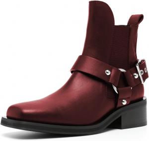 Женские ботильоны Pazzion с закрытым квадратным носком, на низком толстом каблуке, с ремешком на пряжке, короткие, повседневные, для работы и офиса, размеры 4-16 US, Red