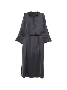 Миди-платье с v-образным вырезом и поясом на талии Peserico, серый