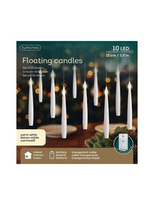 Lumineo Плавающие свечи, 10 светодиодов, высота: 15 см, теплый белый свет, работают от батареек, белый цвет
