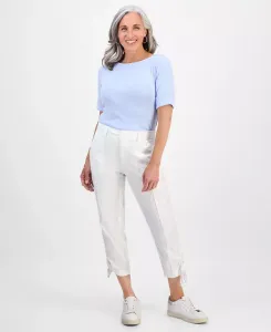 Женские брюки со средней посадкой и завязками на щиколотке, размеры 2P-24W Style & Co, ярко-белый