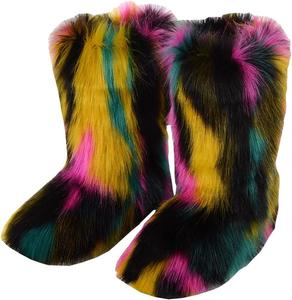 Детские зимние сапожки с искусственным мехом, теплые и пушистые Auhoho, Colorful 05