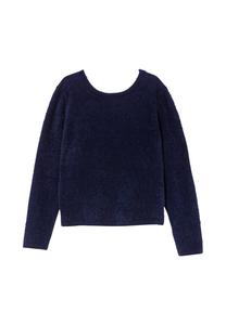 Пушистый свитер с глубоким V-образным вырезом на спине. Sheego, синий