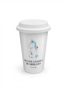 Mr. & Mrs. Panda Кофейная кружка ToGo «Единорог-младенец» с надписью, белая