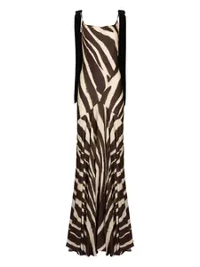 Платье макси с зебровым принтом Nina Ricci, коричневый