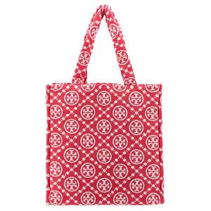 T Monogram Хлопковая Сумка-тоут с Жаккардом, Шоппер, Женская Сумочка, Красная TORY BURCH