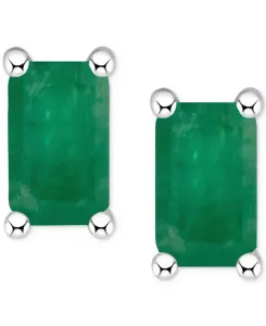 Серьги-Гвоздики с танзанитом (1/2 карата) из 14-каратного белого золота (также с изумрудами, сапфирами и рубинами) Macy'S, emerald