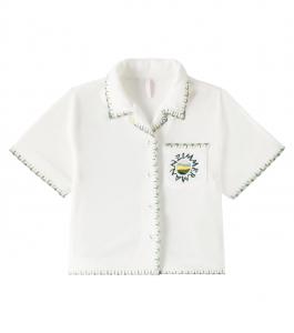 Махровый топ из смеси хлопка и жира Zimmermann Kids, слоновая кость