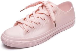 Женские резиновые сапоги DKSUKO водонепроницаемые высокие с шнуровкой, противоскользящие для сада, Pink Short