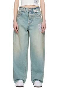 Maison Mihara Yasuhiro Синие джинсы, сшитые как широкие джинсы, для любительского использования