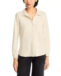 Рубашка классического воротника из махровой ткани, окрашенная в готовом виде. Eileen Fisher, белый