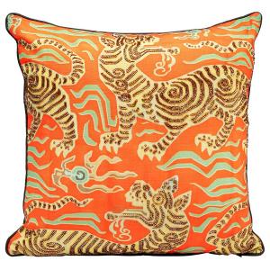 Декоративная подушка Kare Design Tiger Love Typ B, полиэстер / бархат - черный / оранжевый