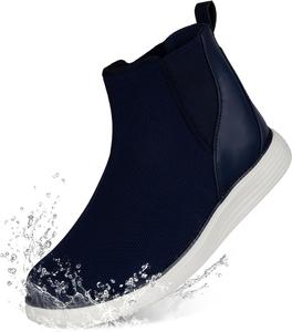 Женские широкий носок водонепроницаемые ортопедические ботинки Челси на щиколотку, ботильоны на низком каблуке, удобные плоские легкие прогулочные ботинки CENNID, Navy