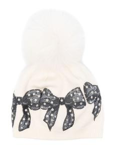 Monnalisa шапка бини с помпоном, нейтральный цвет