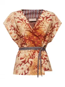 Топ с цветочным узором и V-образным вырезом Pierre-Louis Mascia, красный