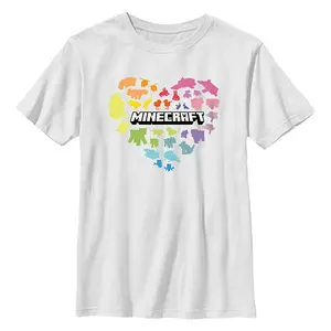 Футболка с принтом в виде сердца для мальчиков 8-20 Minecraft