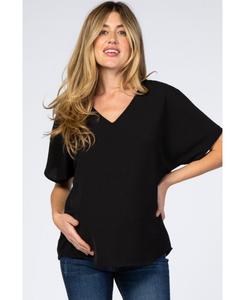 Блузка для беременных с коротким рукавом, темно-зеленого цвета Pinkblush, Black