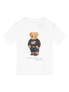 Футболка с принтом медведя Polo Ralph Lauren Kids, белый
