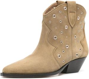 Женские ботильоны FOWT с заостренным носком, на невысоком грубом каблуке, типа челси, для широкой голени, повседневная уличная обувь, размеры US 4-16, Brown