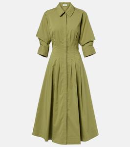 Джазовое хлопковое поплиновое платье-рубашка Simkhai, оливковый