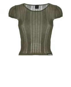 Зеленая хлопковая футболка с нашивкой с логотипом. Pinko, зеленый