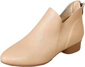 Женские массивные ботильоны на низком каблуке с классическим дизайном, задней молнией, V-образным вырезом и заостренным носком, короткие ботинки в стиле вестерн Челси на осень и зиму NXNBHSL, Apricot