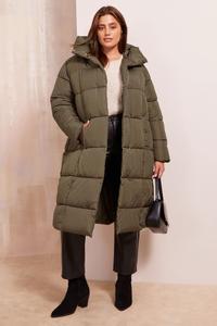 Стеганое пальто с изогнутым капюшоном Friends Like These, зеленый
