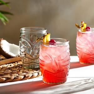 Стакан для коктейлей Стакан, набор из 12 шт. -TIKI-, вдохновленный полинезийским искусством 473 мл, высокого качества, в характерном дизайне Libbey, прозрачный