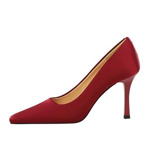 QITUMAUL Тонкие каблуки женские туфли на шпильке - бордовые, цвет Burgundy[Heel Height 8.5cm]