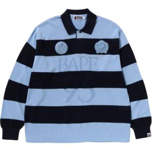 A BATHING APE Футболка Bape Jacquard Multilogo Stripe Relaxed Fit с длинным рукавом