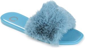 Женские шлепанцы Journee с искусственным мехом цвета сумерек Journee Collection, синий